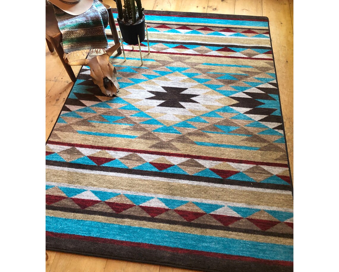 Bright Native American Style Rug Bright Native American Style Etsy