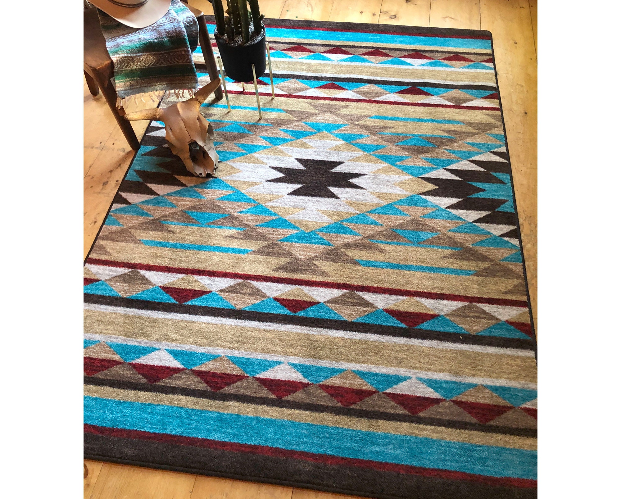 Bright Native American Style Rug Bright Native American Style Etsy