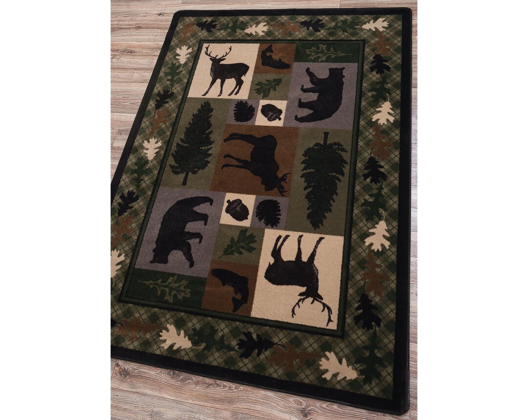 Wildlife Rug, Wildlife Area Rug, Bear Rug, Bear Area Rug, Woodland Rug