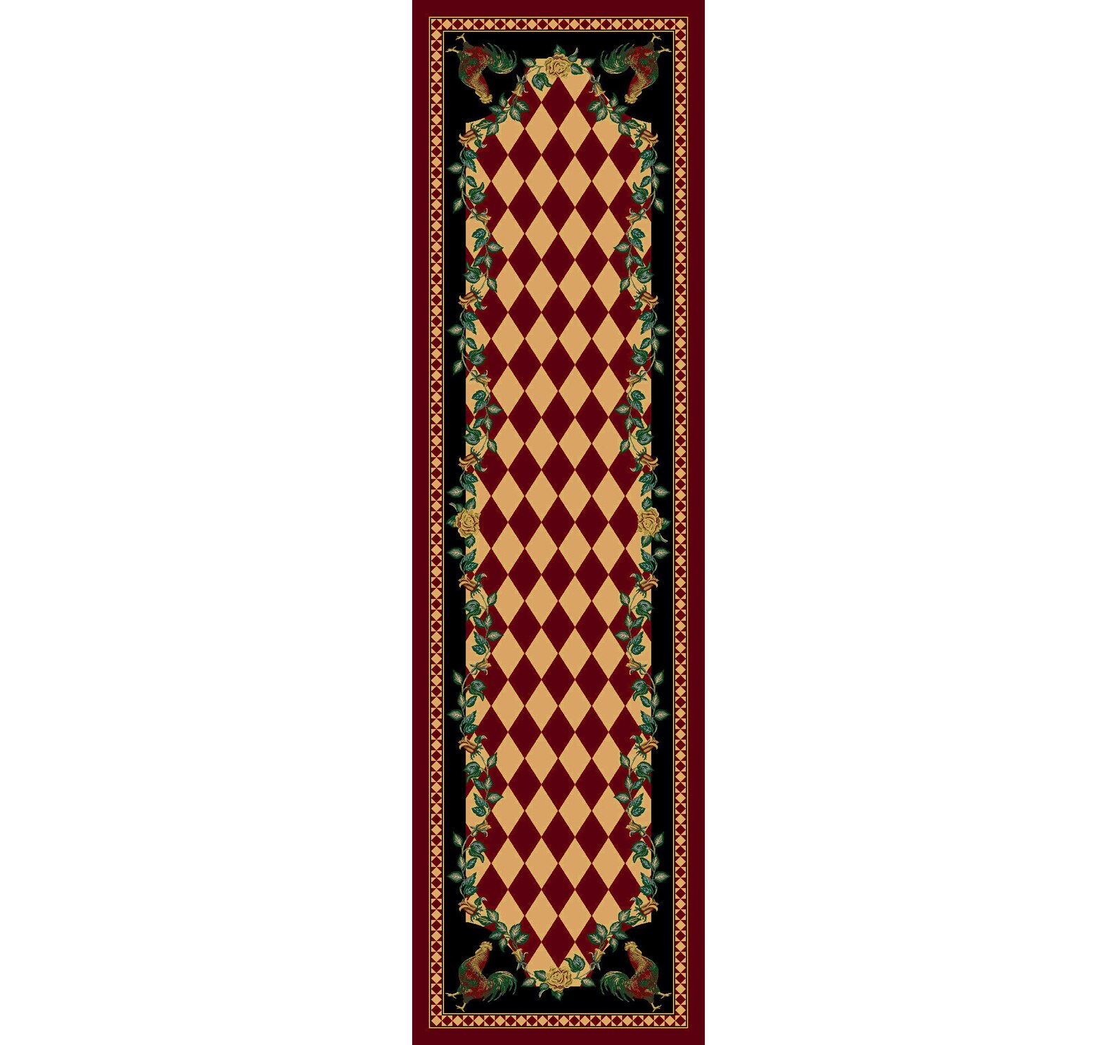 Red Rooster Rug Checkered Rooster Rug Cabin Rug Rooster Etsy