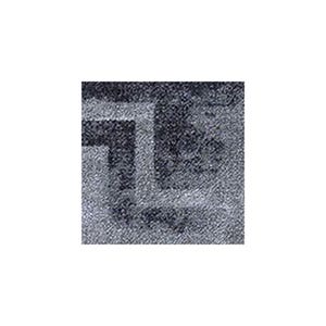 May include: A close-up view of a textured fabric featuring a repeating geometric pattern in shades of dark charcoal grey and light grey. The design consists of interlocking L-shaped lines that create a structured, angular motif across the surface.