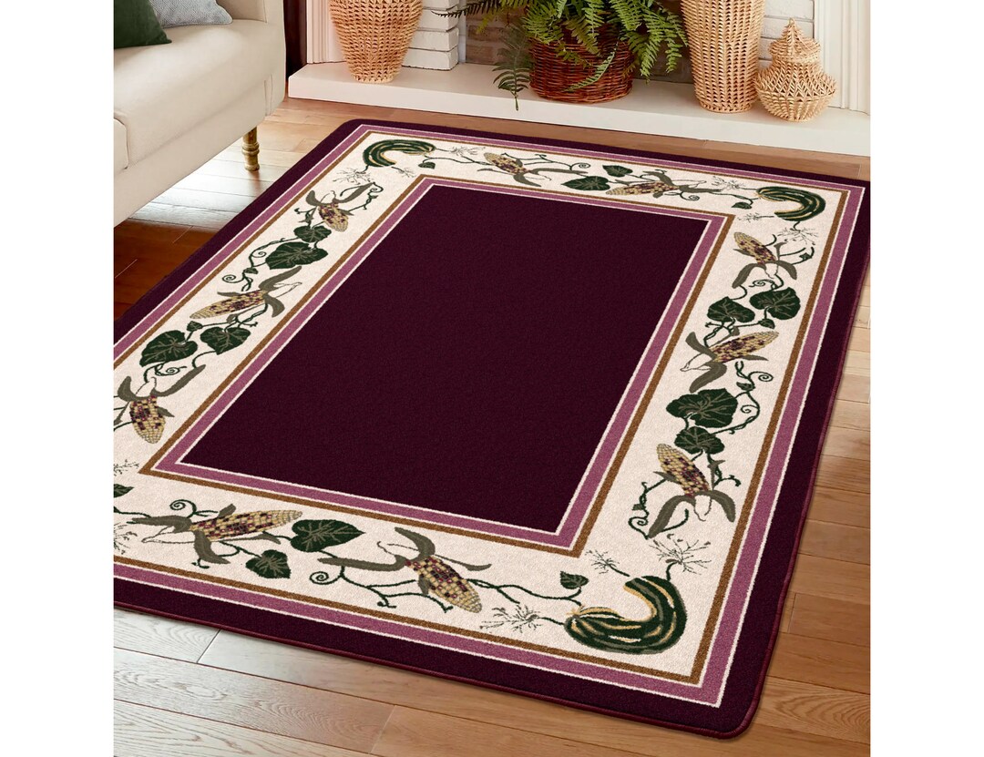 Red Rustic Cabin Rug, Red Rustic Cabin Area Rug, Burgundy Rustic Rug ...