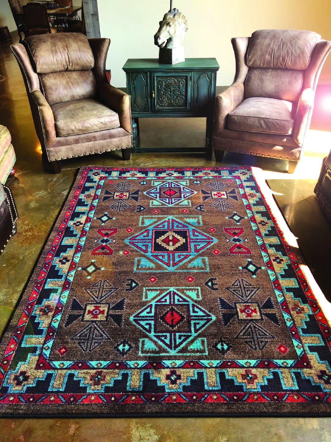Brown Southwestern Rug, Brown Southwest Rug, Brown Southwestern Area
