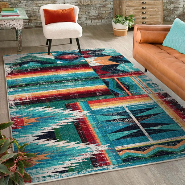 Turquoise Rug Etsy