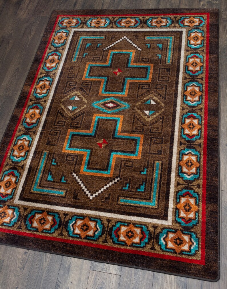 Brown Southwestern Rug Brown Southwest Rug Brown Etsy