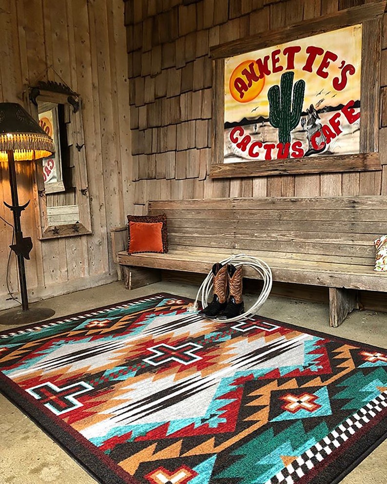 Bright Native American Style Rug Bright Southwestern Rug Etsy