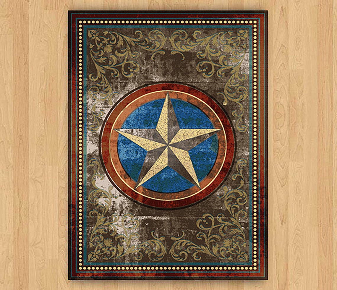 Western Rug Western Area Rug Texas Star Rug Texas Star Area Etsy