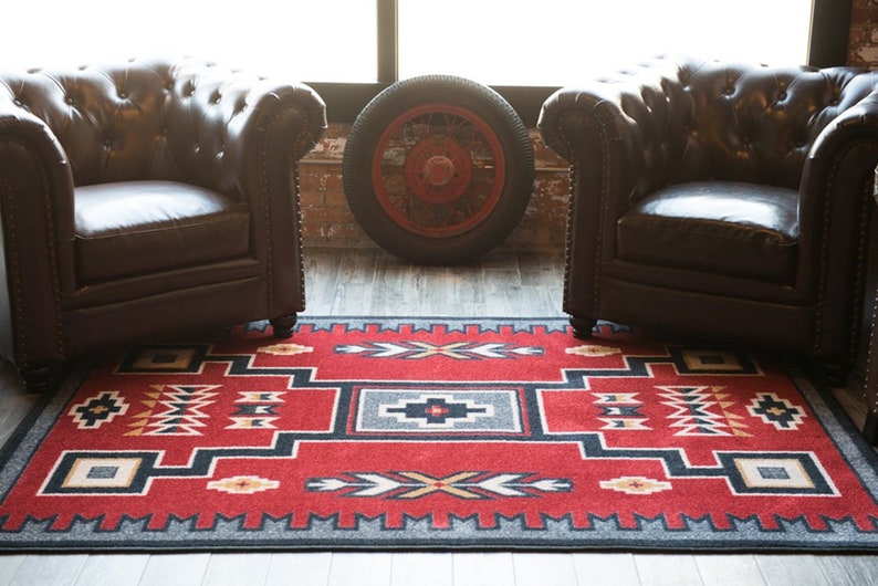 Southwest Rug Native American Style Rug Red Native American Style Rug Southwestern Rug Red Southwestern Rug Southwestern Area Rug