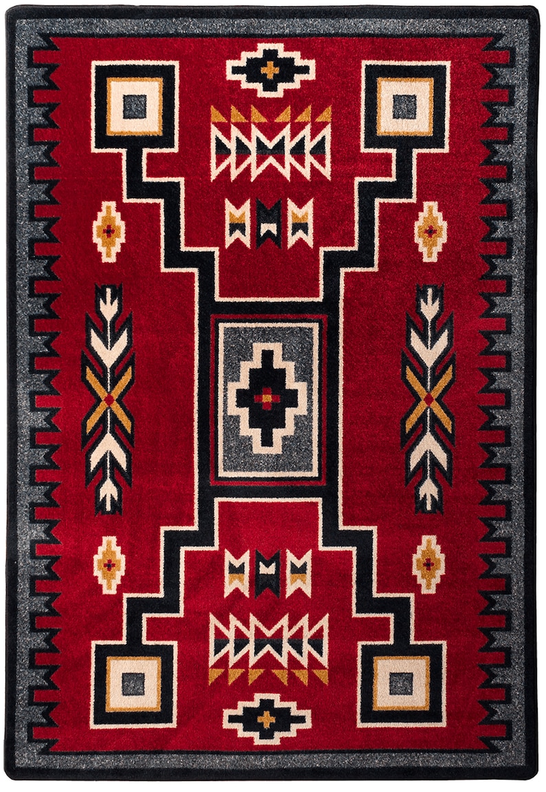 Southwest Rug Native American Style Rug Red Native American Style Rug Southwestern Rug Red Southwestern Rug Southwestern Area Rug