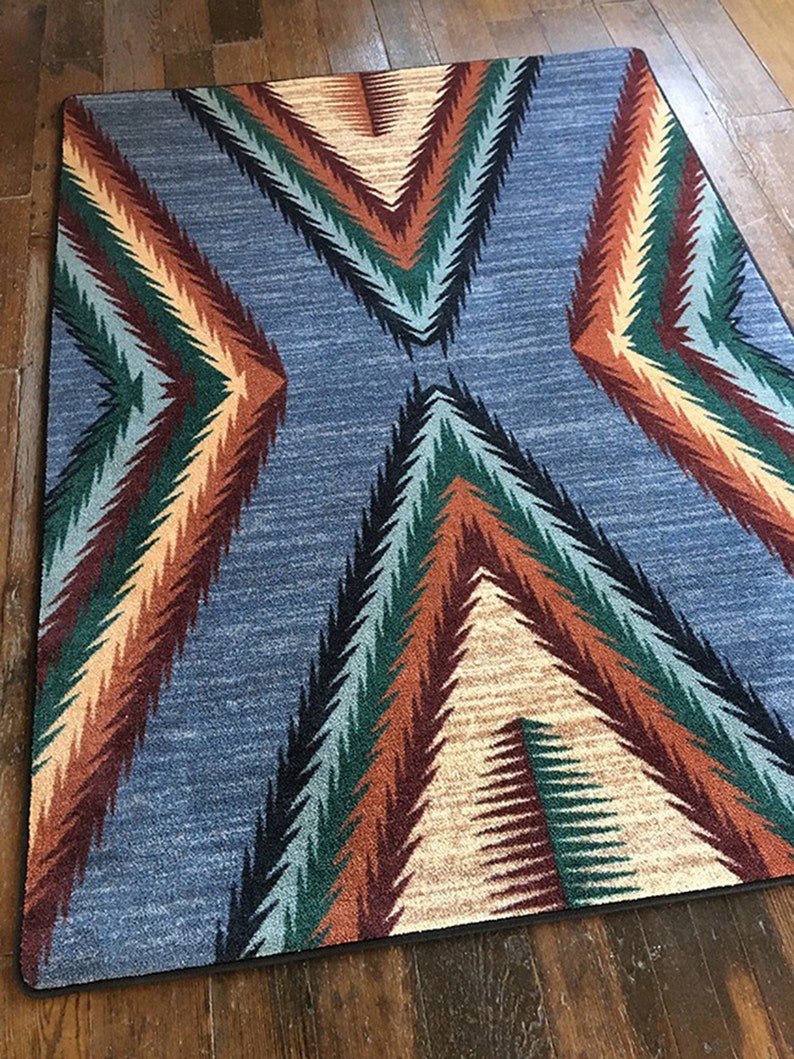 Blue Southwestern Rug Southwest Rug Southwestern Rug Etsy