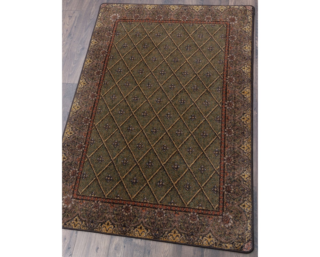 Green Rustic Rug, Rustic Rug, Rustic Area Rug, Cabin Rug, Green Cabin