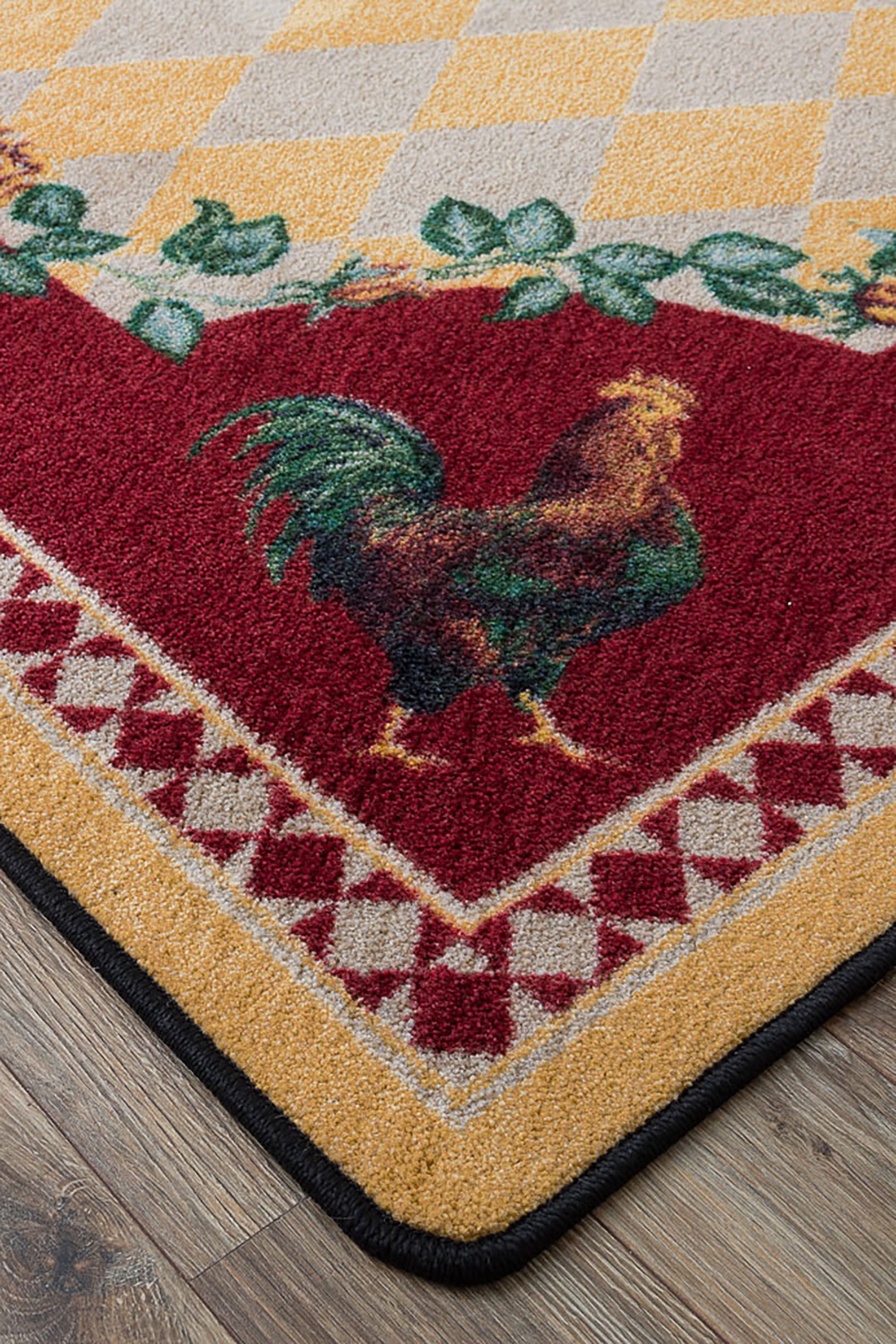 Yellow Rooster Rug Checkered Rooster Rug Cabin Rug Rooster Etsy