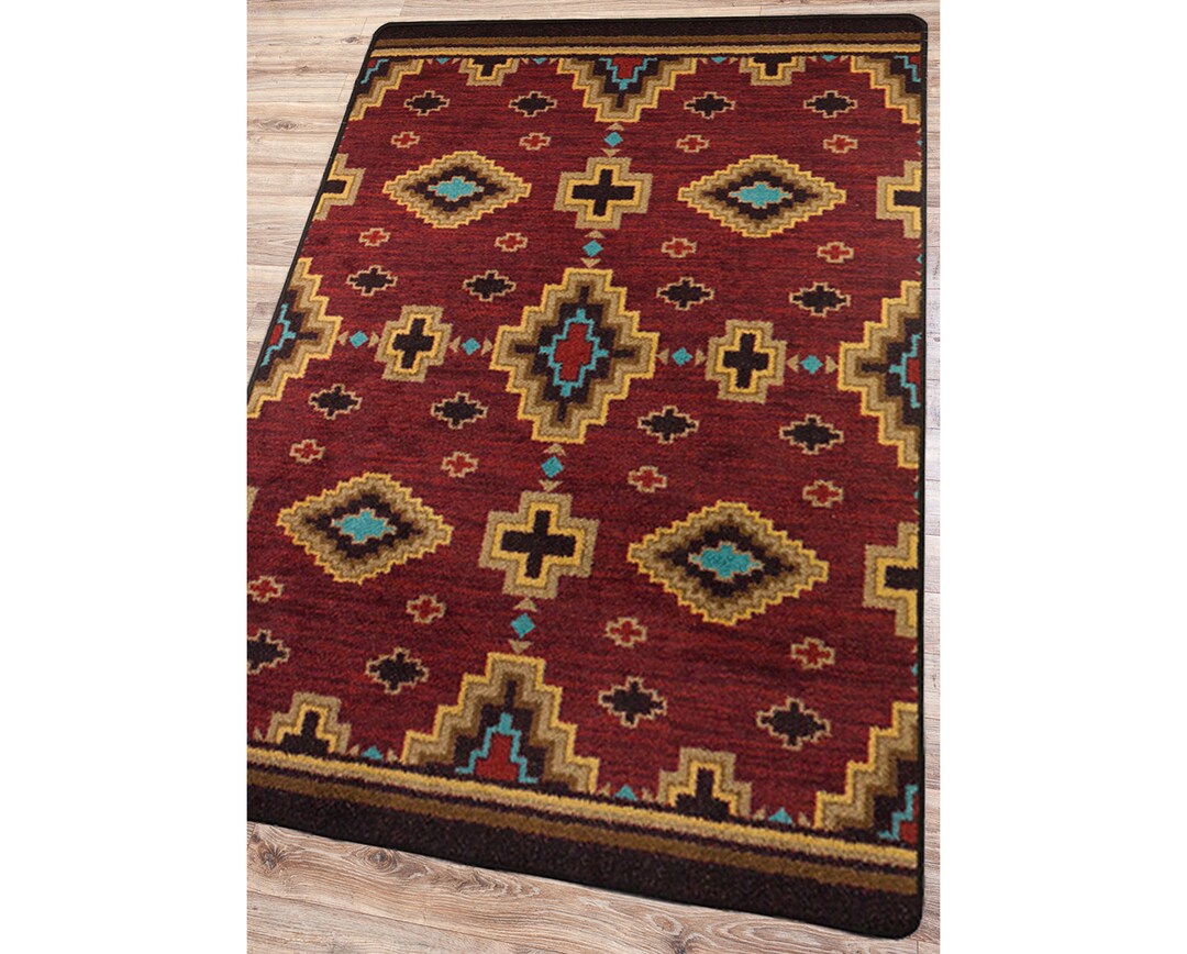 Red Southwestern Rug, Southwest Rug, Red Native American Style Rug, Native Style Area Rug, 8x11