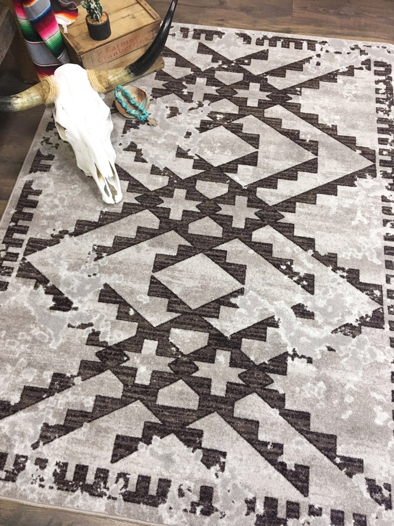 Distressed Gray Southwestern Rug Gray Southwest Rug Etsy