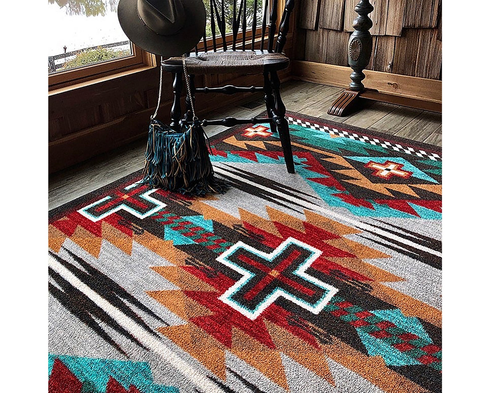 Bright Native American Style Rug Bright Southwestern Rug Etsy