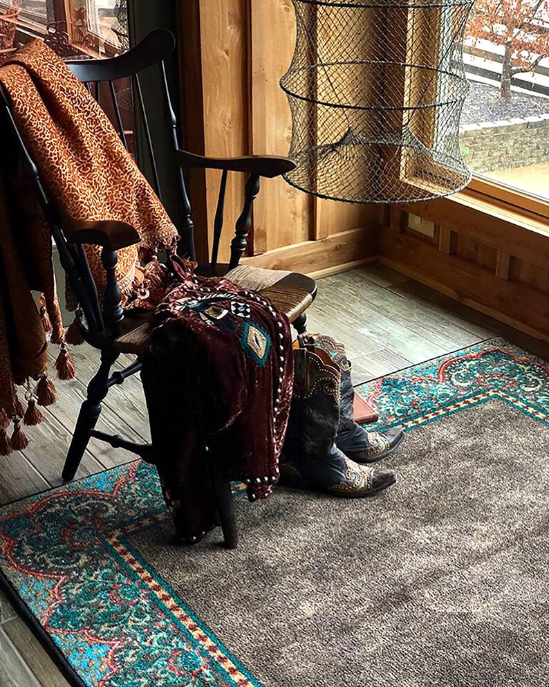 Western Rug Brown Western Rug Western Rug 8x10 Western Area Etsy