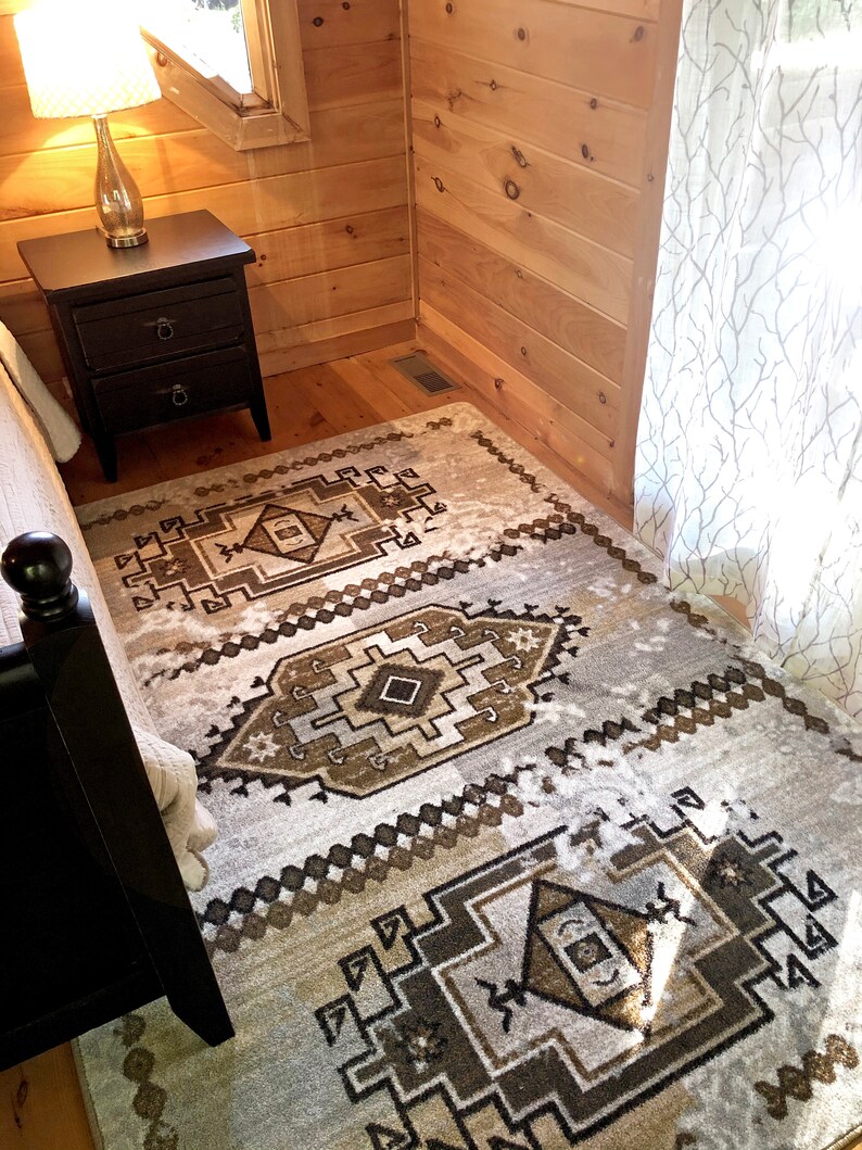 Gray Southwestern Rug Gray Southwest Rug Gray Southwestern Etsy