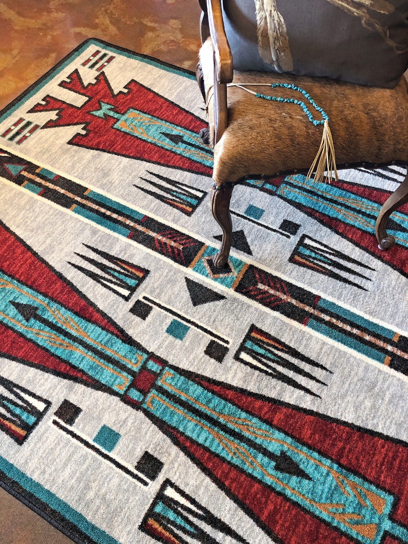 Gray Southwestern Rug Gray Southwest Rug Gray Southwestern Etsy