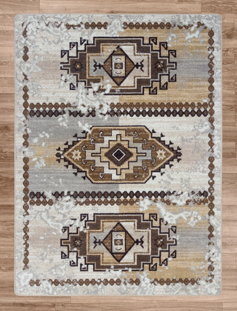 Gray Southwestern Rug Gray Southwest Rug Gray Southwestern Etsy