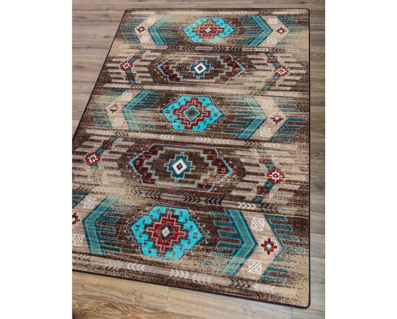 Turquoise Southwestern Rug Southwest Rug Native American Etsy