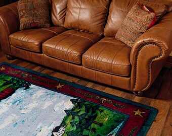 Cabin Rug, Bear Rug, Cabin Area Rug, Lodge Rug, Woodland Rug, Red Bear Area Rug, Wildlife Rug, Cabin Area Rug, Lodge Area Rug, Cabin Rugs