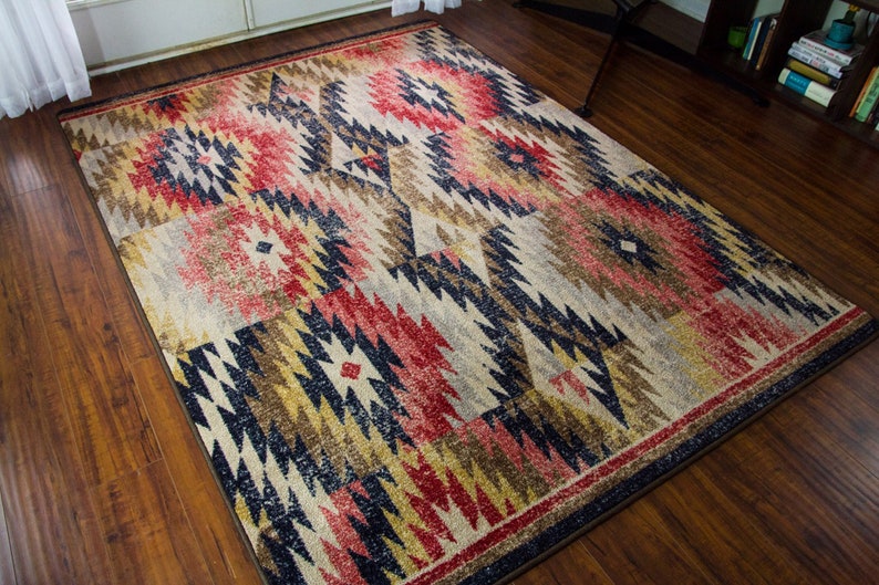 Red Southwest Rug Native American Style Rug Southwestern Etsy