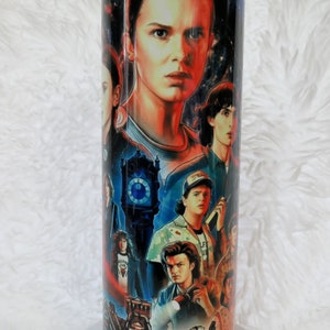 Stranger Tumbler, Stainless Steel Tumbler, 20 oz Tumbler, Tumbler with Straws, Rubber Grip Bottom