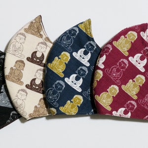 Buddha Mask, Japanese Face Mask, Japan Mask, Cotton Face Mask, Filter Pocket, Adjustable Mask, Washable Face Mask, 3d Origami Mask