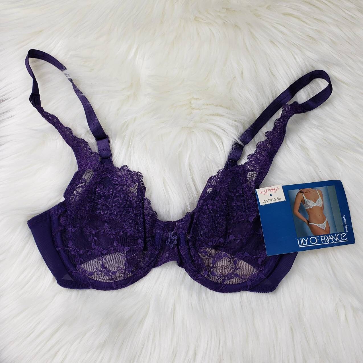 Vintage Lily of France purple lace bra SZ 34B NWT Etsy