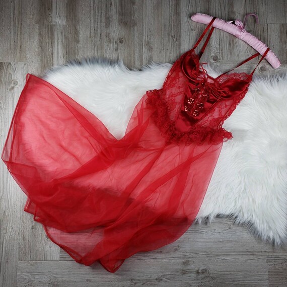 Vintage Frederick's of Hollywood cherry red nylon