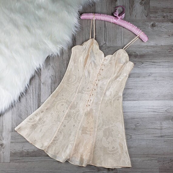 Vintage Victoria's Secret cream satin slip dress S