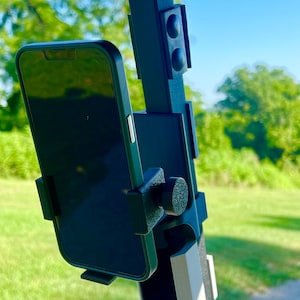 Golf Cart Cell Phone Holder - Adjustable - Fits 1-Inch Rail, Tilt & Size Adjustable