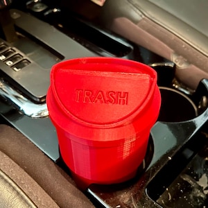Cup Holder Trashcan – Twist Lid with Trap Door for Easy Trash Disposal