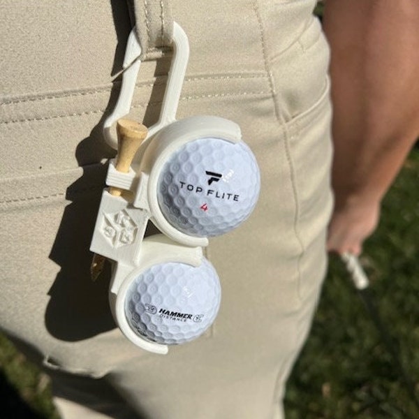 Handmade Golf Ball Belt Clip Holder: Holds two Balls and Tee for Golfers