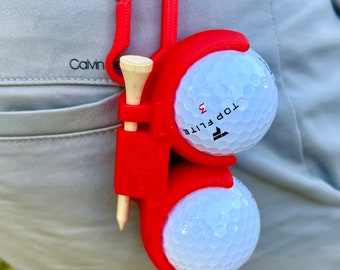 Handmade Golf Ball Belt Clip Holder: Holds two Balls and Tee for Golfers