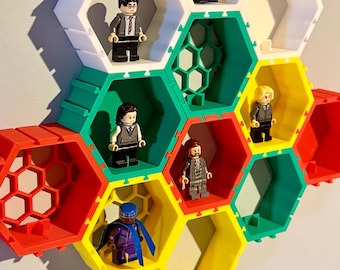 Modular Mini Figure Wall Display – Hexagon Interlocking Mount (Set of 3) | Toy Figure Organizer