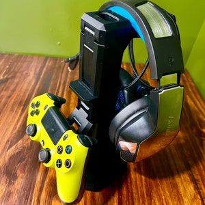 Adjustable Gaming Controller Stand - Holds Four Controllers, Charges Cords, and Headset Hanger