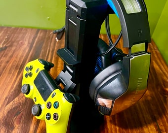 Adjustable Gaming Controller Stand - Holds Four Controllers, Charges Cords, and Headset Hanger