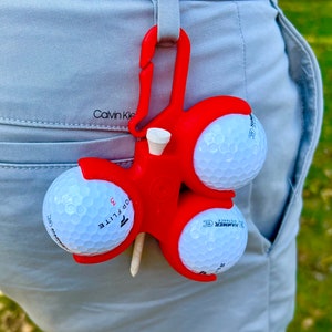 Handmade Golf Ball Belt Clip Holder: Holds three Balls and Tee for Golfers