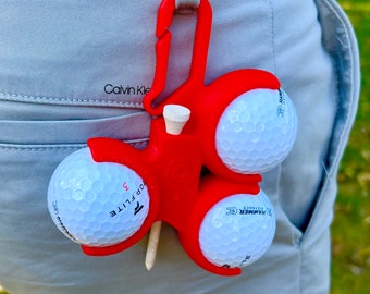 Handmade Golf Ball Belt Clip Holder: Holds three Balls and Tee for Golfers