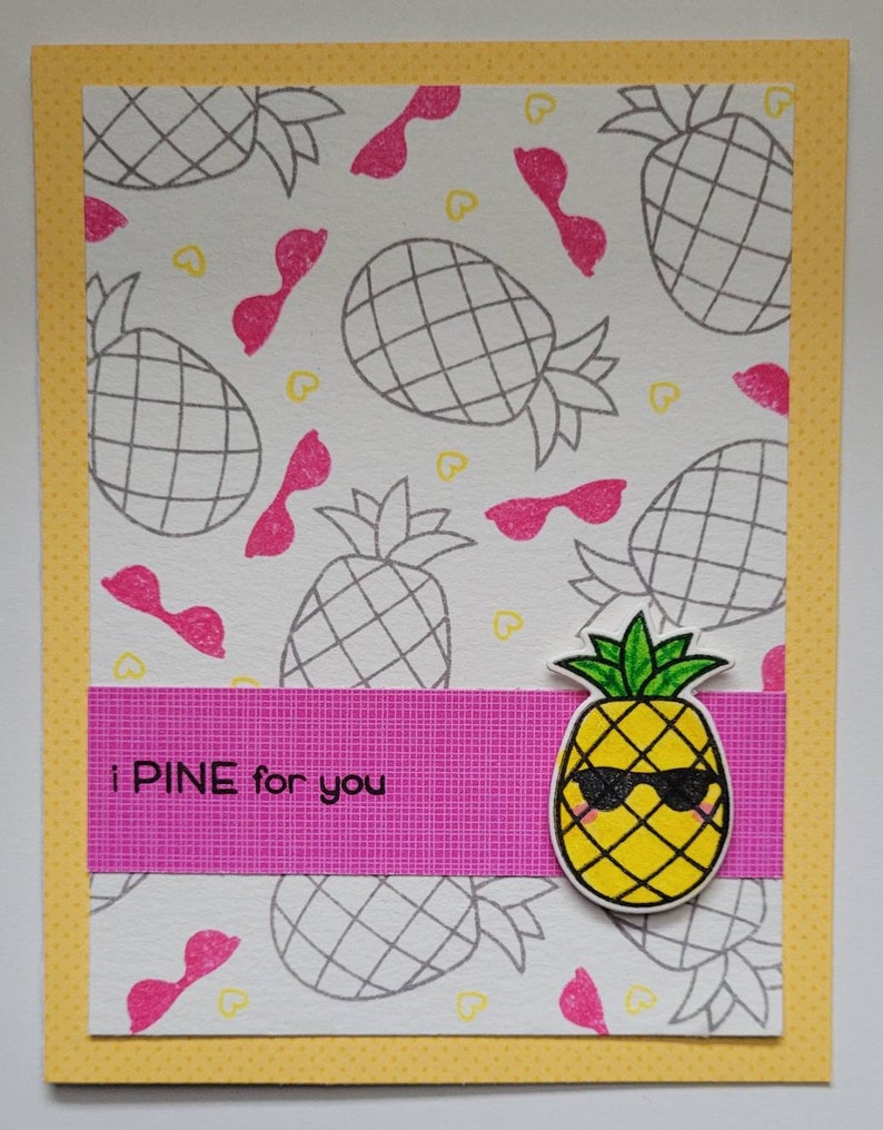 Valentines Day Card I Pine for You Punny Card Pineapple Valentine Card
