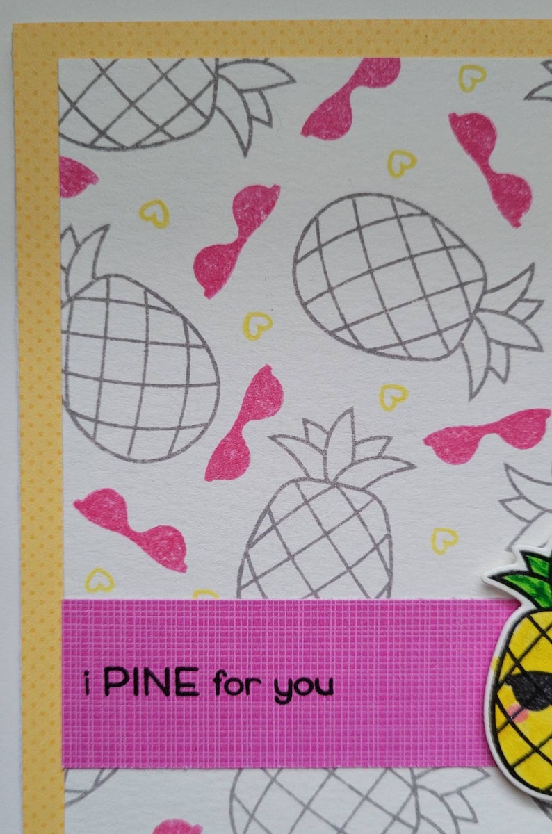 Valentines Day Card I Pine for You Punny Card Pineapple Valentine Card