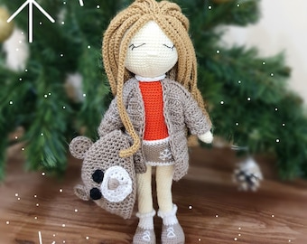 Crochet doll pattern. Amigurumi doll pdf tutorial.