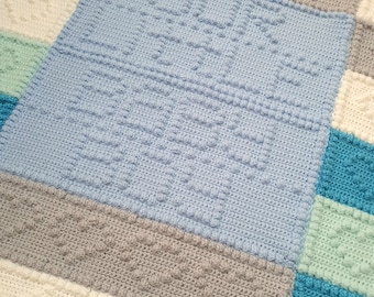 Crochet baby blanket pattern. Baby boy pdf.