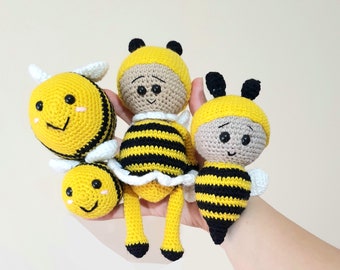 Crochet bee pattern bundle. Amigurumi bees pdf pattern.