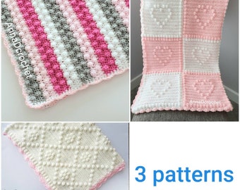 3 Crochet baby blanket pattern bundles. pdf english