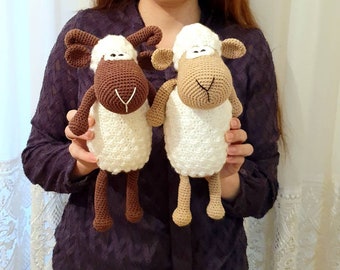 Crochet sheep couple pattern, english.
