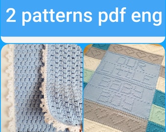 Crochet baby boy blanket pattern bundle. Crochet afghan pdf tutorial.