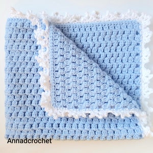 Crochet baby blanket pattern, English.