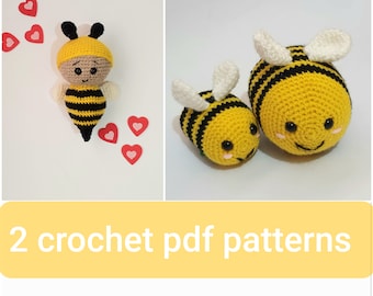 Crochet bee pattern bundle. Pdf bee digital pattern